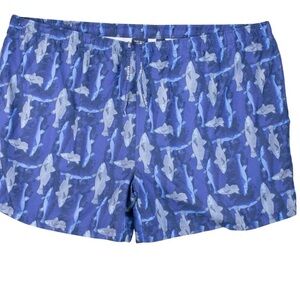 Blue Shark Print Men's Swim Shorts